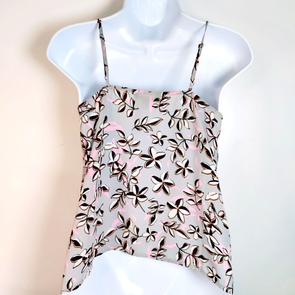 Banana Republic Women PXS Gray Floral Adjust Strap Sheer Lined Cami Boho Sexy - Picture 4 of 8